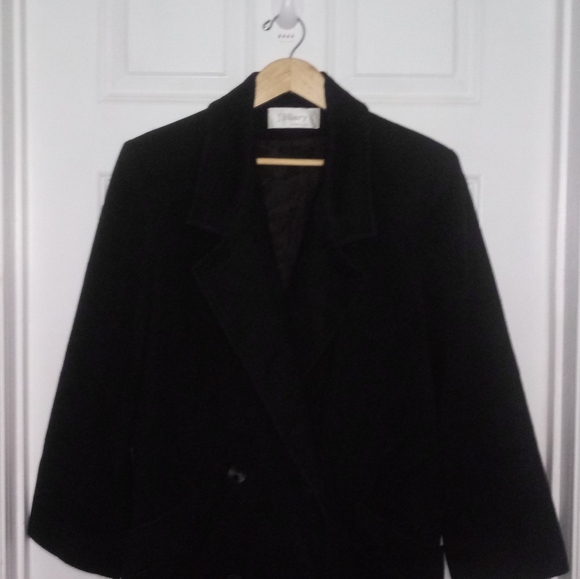 J.Hilary Black Wool Trench Coat Size 14 - Picture 5 of 16